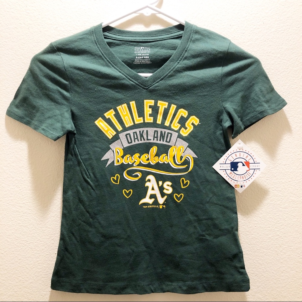 NWT Oakland A’s Girls Glitter T-Shirt Baseball